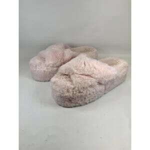 Pink By Victoria’s Secret Slippers Faux Fur Platform Chunky Cozy Lounge US 7–8 M
